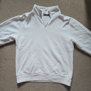 Brandy Melville White Quarter-Zip Sweatshirt OS